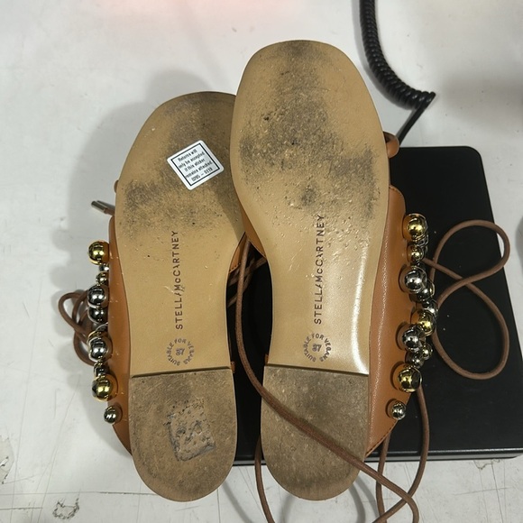 Stella McCartney bead-embellished artificial Gladiator Leather Sandals Size 6.5 - Picture 5 of 7